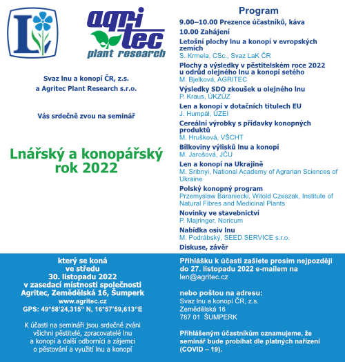 Lnářský a konopářský rok 2022 