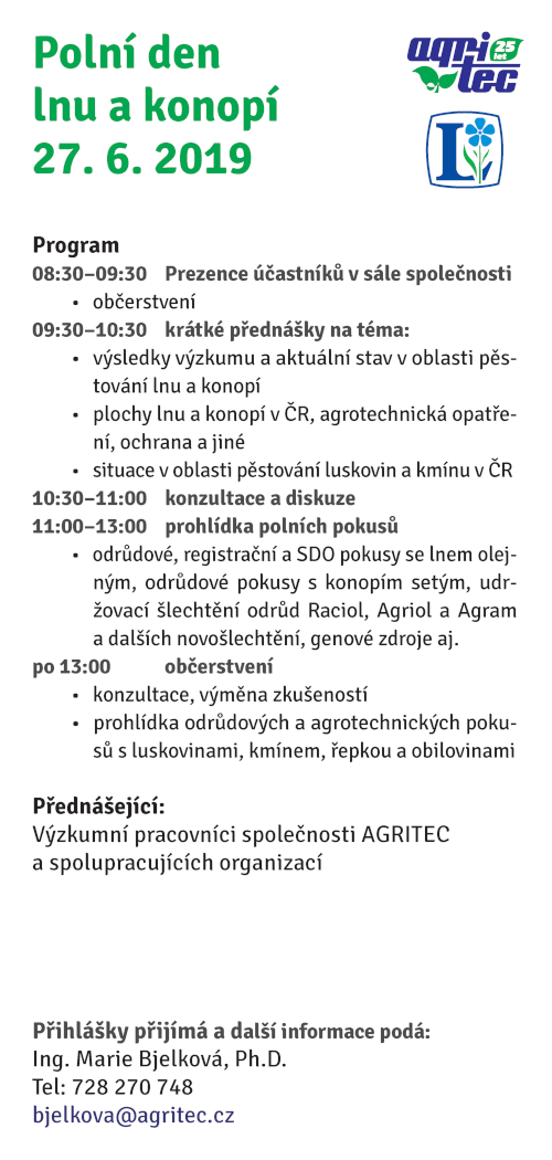 Polní den lnu a konopí 2019
