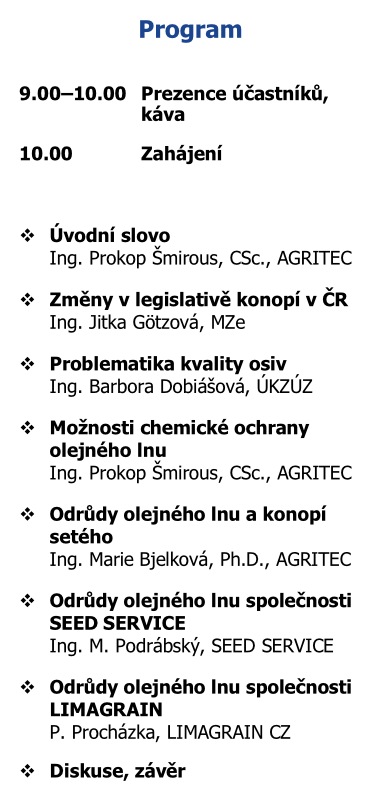 Jarní seminář lnu a konopí 2022-04-27