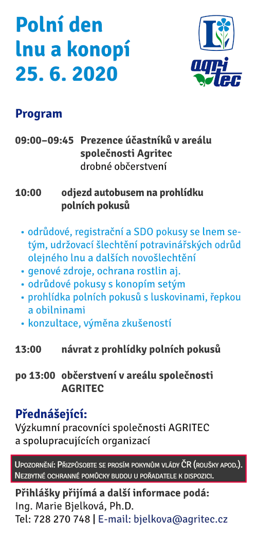 Polní den lnu a konopí 2020